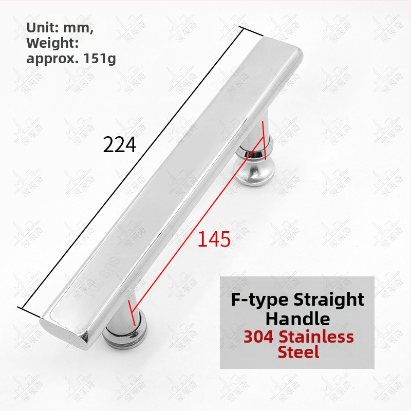 F-type ručka za kupaonska staklena vrata od nehrđajućeg čelika; bezokvirna staklena vrata; moderni minimalistički stil; završetak poput ogledala