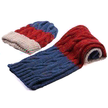 Pleten jacquard set šešir i šal – akrilno vlakno, jacquard pletenje, prugasti uzorak, porijeklo Tonglu Zhejiang