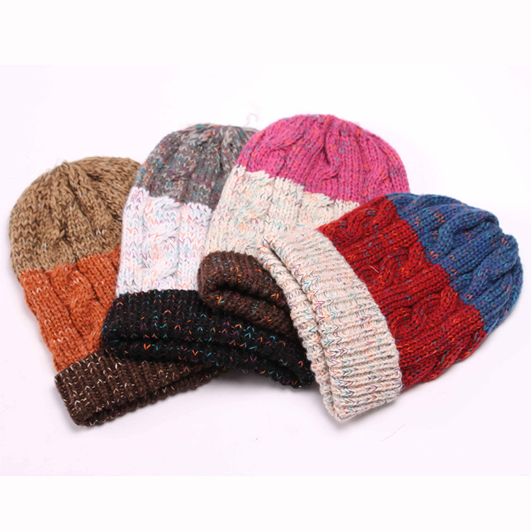 Pleten jacquard set šešir i šal – akrilno vlakno, jacquard pletenje, prugasti uzorak, porijeklo Tonglu Zhejiang