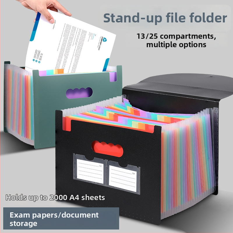 Yurui PP stojaci trojstranný uzavierací priečinok s 25 priehradkami, možnosť tlače loga