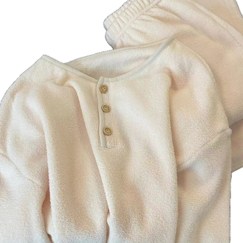 Kostim za dom od snježnog velura, debeli materijal, okrugli ovratnik, dugi rukavi, hlače (snježni velur, debeli materijal, okrugli ovratnik, dugi rukavi, hlače)