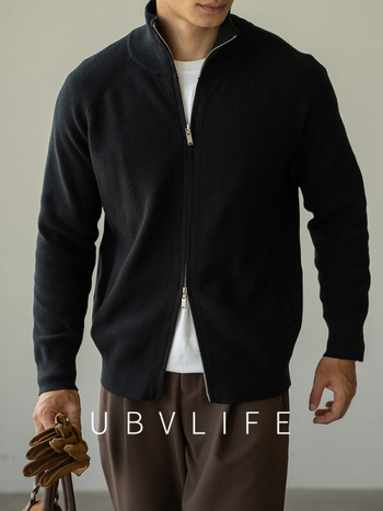 Καρντιγκάν πλεκτό μαλλί, μανίκια ραγκλαν, μισουψηλός γιακάς, διπλό φερμουάρ, χειμώνας 2025