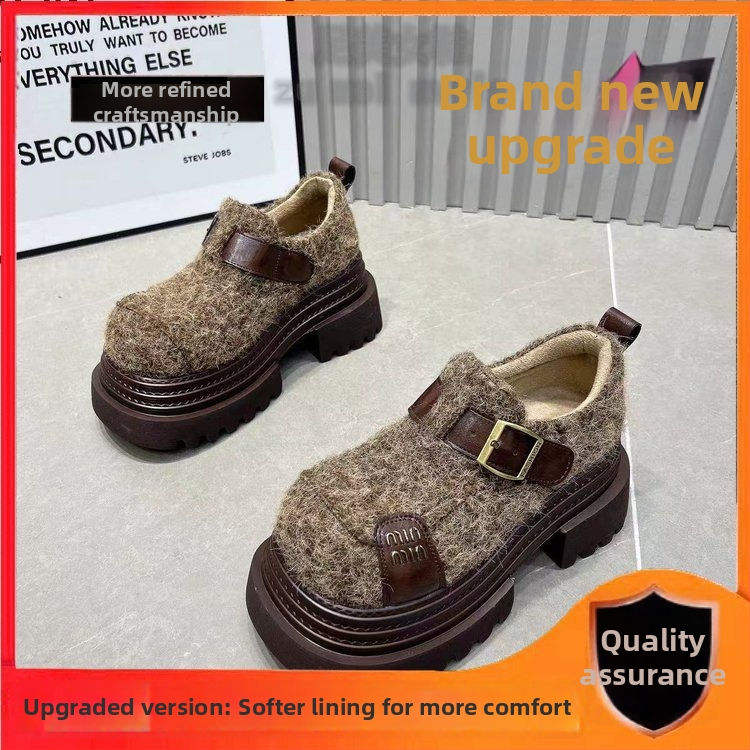 Dámske loaferky z vlneného materiálu s písmenovou prackou, hlboký otvor, plyšová podšívka, gumová podrážka, vysoký podpätok 6–8 cm