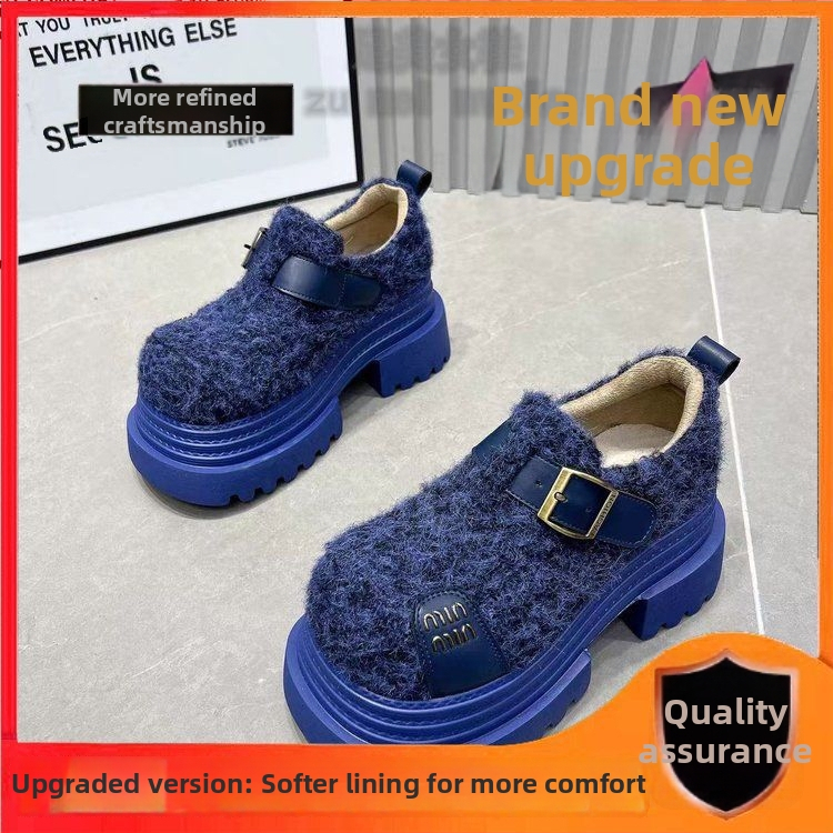 Dámske loaferky z vlneného materiálu s písmenovou prackou, hlboký otvor, plyšová podšívka, gumová podrážka, vysoký podpätok 6–8 cm