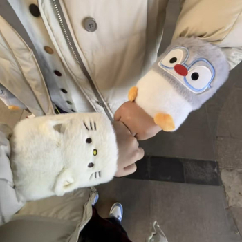 Pingvin cartoon plišane navlake za rukave – vuneni miks, izšivane, anti-prljavština