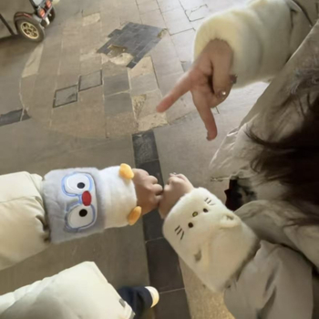 Pingvin cartoon plišane navlake za rukave – vuneni miks, izšivane, anti-prljavština