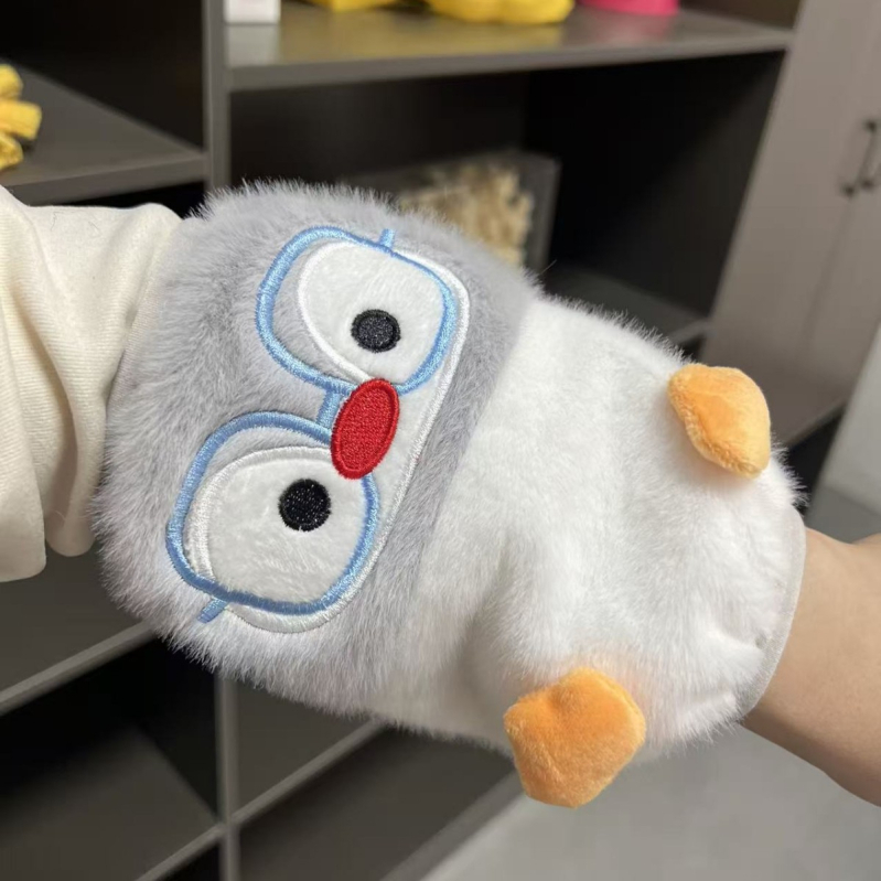 Pingvin cartoon plišane navlake za rukave – vuneni miks, izšivane, anti-prljavština