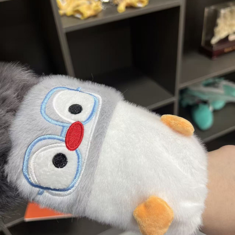 Pingvin cartoon plišane navlake za rukave – vuneni miks, izšivane, anti-prljavština