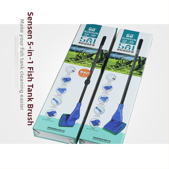 Почиствач за аквариум - Многофункционална четка за аквариум с гребло за пясък, четка за водорасли и клип за водни растения (Пластмаса • Sunsun/Sensen • Zhejiang • 0.5)