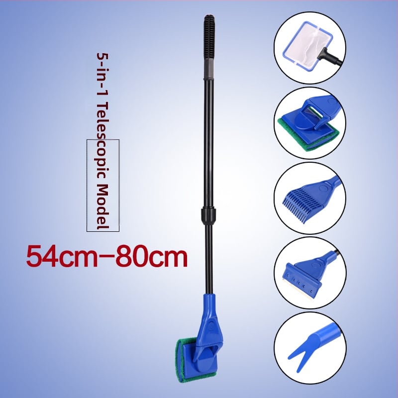 Почиствач за аквариум - Многофункционална четка за аквариум с гребло за пясък, четка за водорасли и клип за водни растения (Пластмаса • Sunsun/Sensen • Zhejiang • 0.5)