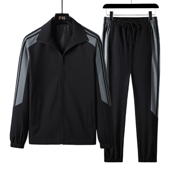 Мъжки есенно-спортен комплект: дълги ръкави, кръгло деколте, без качулка, полиестерна материя, подплата полиестерова смес