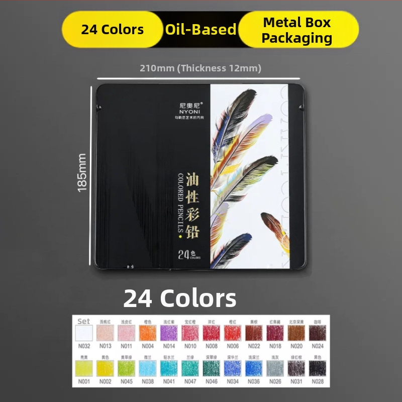 Neoni olejové ceruzky sada, kovové puzdro, HB jadro, základné balenie, na maľovanie a kreslenie