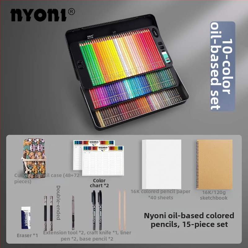 Neoni olejové ceruzky sada, kovové puzdro, HB jadro, základné balenie, na maľovanie a kreslenie