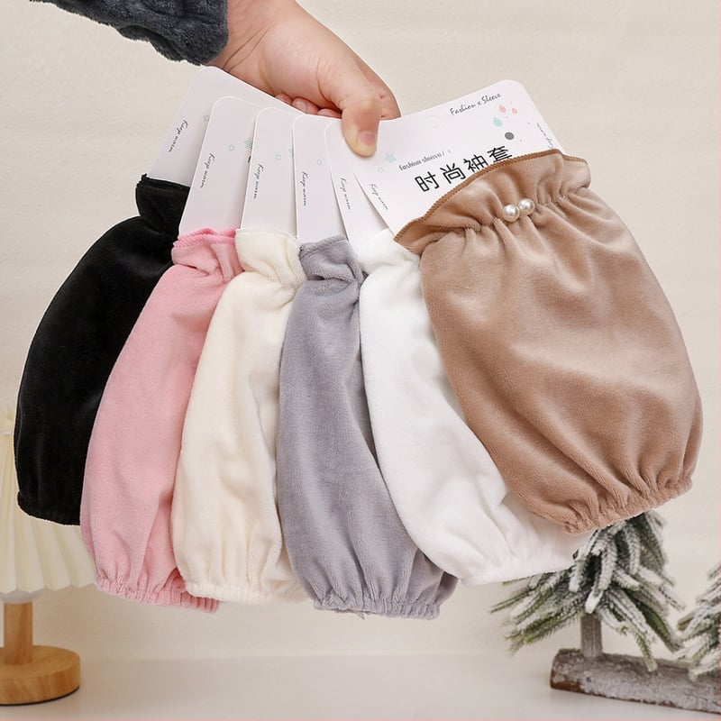 Ženski zaštitnik za rukav od pliša s perlom, zima – flanel, monokromni uzorak, protiv prljavštine