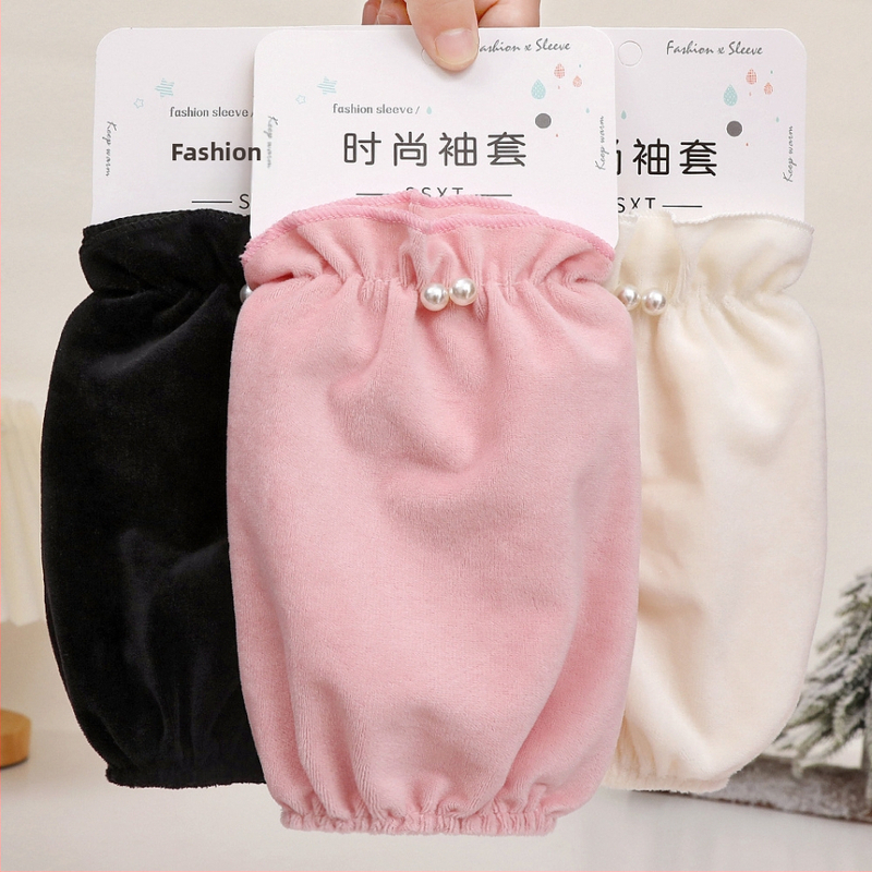 Ženski zaštitnik za rukav od pliša s perlom, zima – flanel, monokromni uzorak, protiv prljavštine