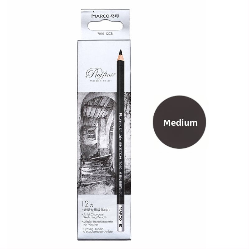 Marco 7001 професионален художествен комплект моливи — дървени моливи 2B и HB, графитни и въглен моливи, 12 бр. в кутия, 240 кутии в кашон
