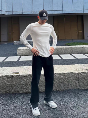 Мъжка тениска с дълги ръкави, Slim Fit, полиестер, влагоотводяща материя, кръгло деколте