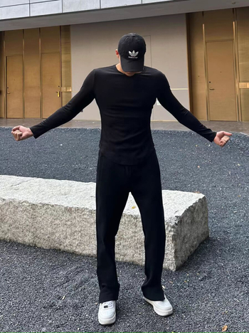 Мъжка тениска с дълги ръкави, Slim Fit, полиестер, влагоотводяща материя, кръгло деколте