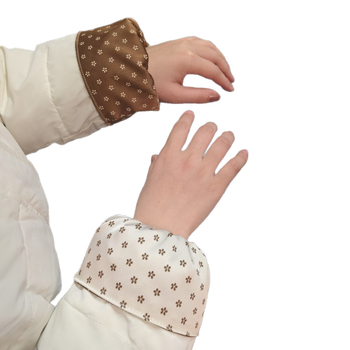 Unisex manšete za rukave za jaknu s perjem - cvjetni uzorak, japanski stil, polukroj dizajn, poliester, otporan na mrlje