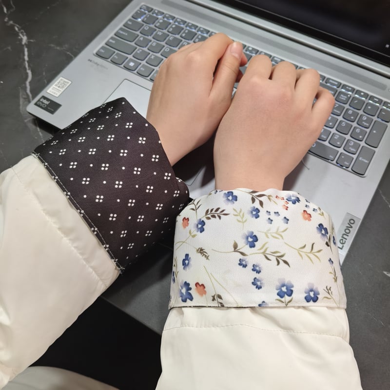 Unisex manšete za rukave za jaknu s perjem - cvjetni uzorak, japanski stil, polukroj dizajn, poliester, otporan na mrlje