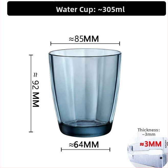 Set čaša za četkicu i vodu za usta od stakla soda-lime, cilindričnog oblika, jednovojni uzorak, moderan minimalistički stil, šest komada