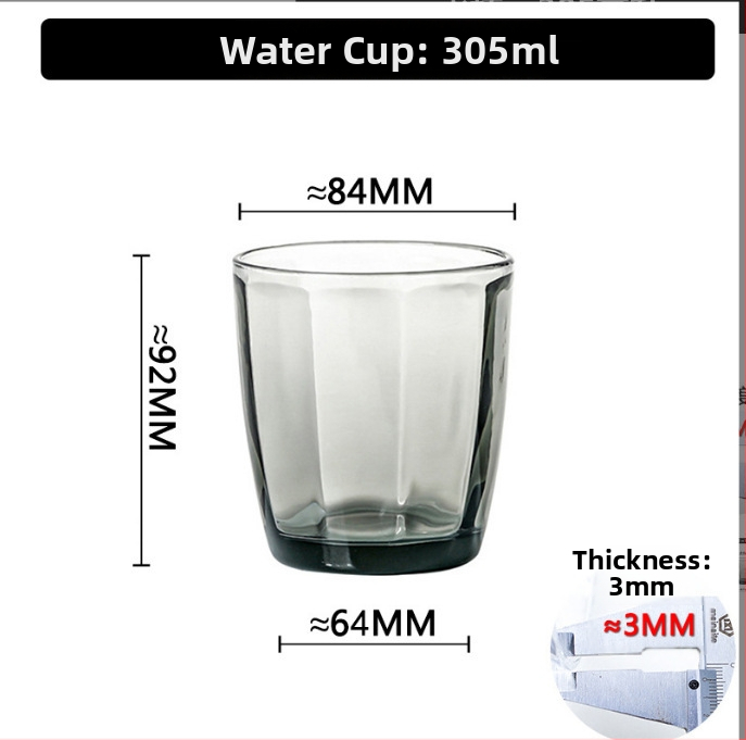 Set čaša za četkicu i vodu za usta od stakla soda-lime, cilindričnog oblika, jednovojni uzorak, moderan minimalistički stil, šest komada