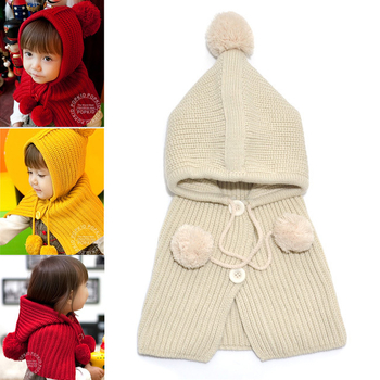 Dječji zimski šešir i šal u korejskom stilu, vuneni set od dva dijela