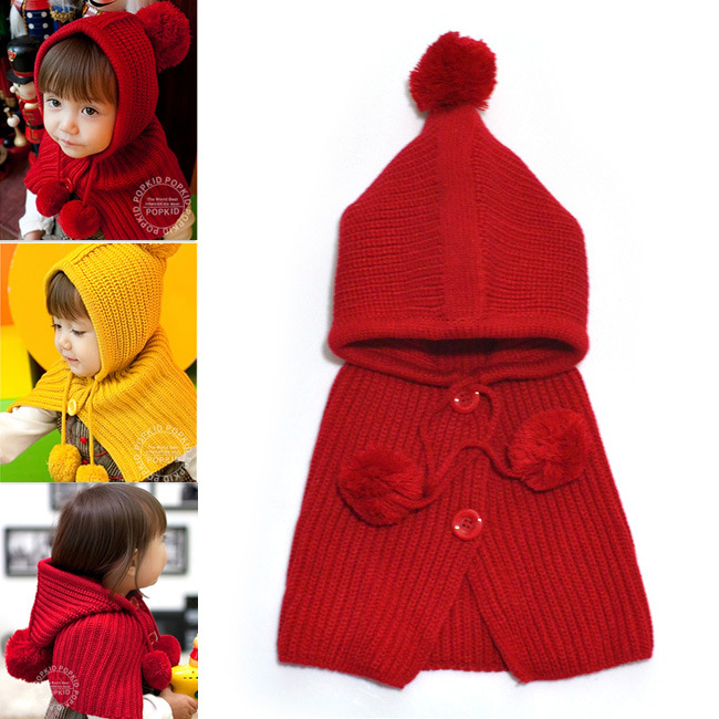 Dječji zimski šešir i šal u korejskom stilu, vuneni set od dva dijela