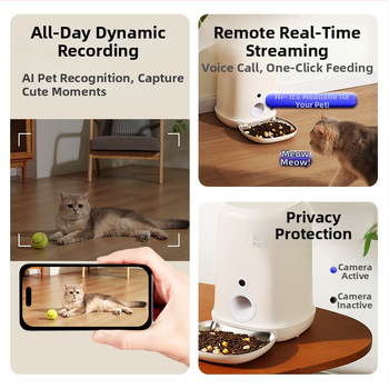 Pametni hranilnik za kućne ljubimce za mačke i pse, s odvojivim dizajnom, jednostavan za čišćenje, vremensko dozirano hranjenje, upravljanje daljinskim putem i putem aplikacije