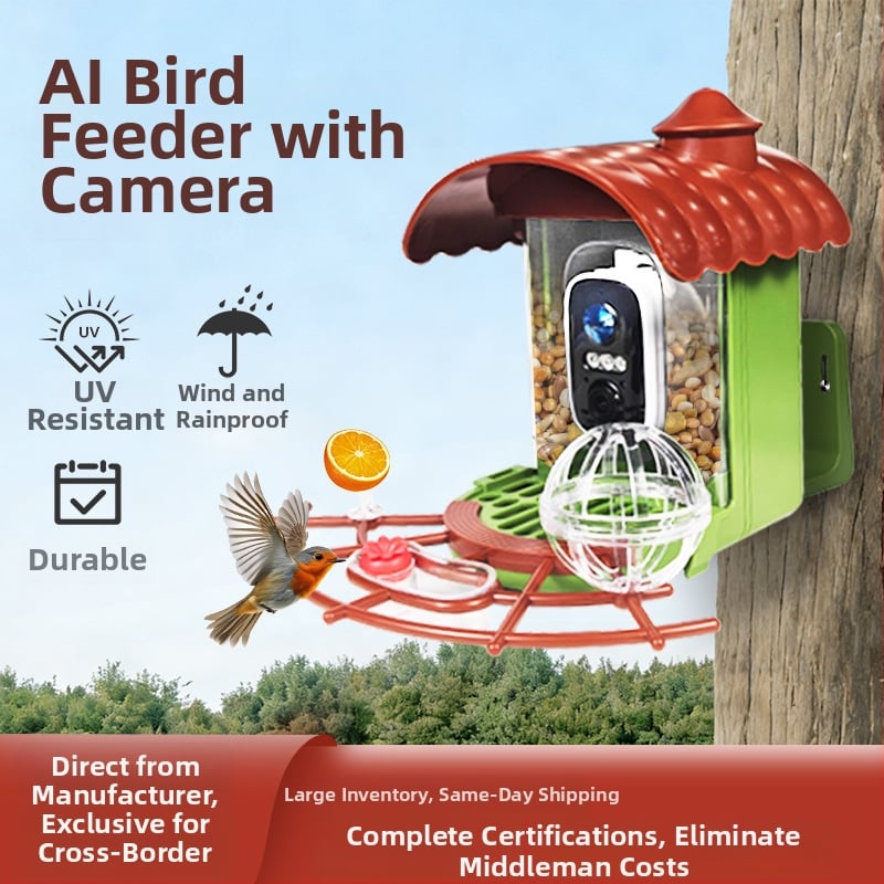 Vanjska solarna hranilica za ptice s kamerom, automatsko hranjenje i upravljanje putem aplikacije, s odvojivim dizajnom