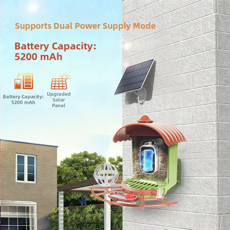 Vanjska solarna hranilica za ptice s kamerom, automatsko hranjenje i upravljanje putem aplikacije, s odvojivim dizajnom