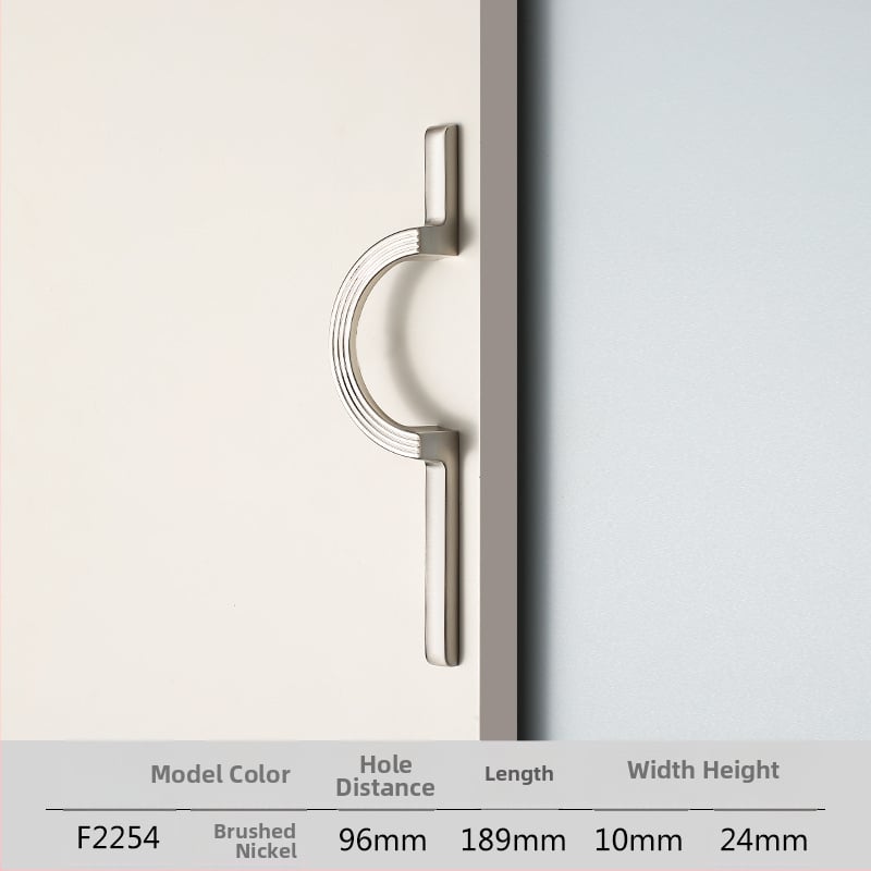 Drška za garderobu i ladicu – cinkova legura, elektroplatirano, duga polukružna ručka, model 2254, stil laganog luksuza