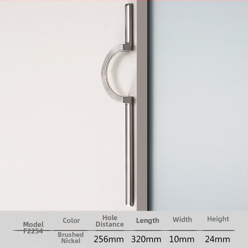 Drška za garderobu i ladicu – cinkova legura, elektroplatirano, duga polukružna ručka, model 2254, stil laganog luksuza