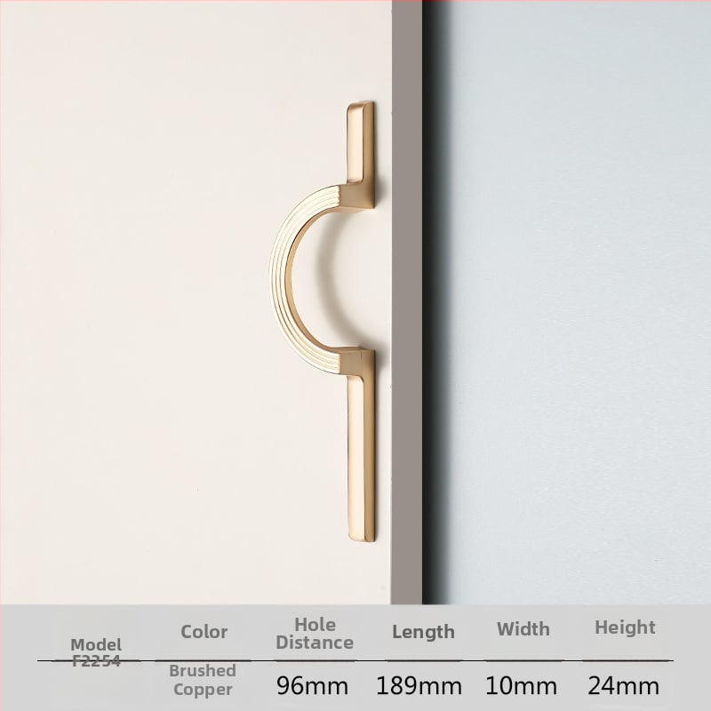 Drška za garderobu i ladicu – cinkova legura, elektroplatirano, duga polukružna ručka, model 2254, stil laganog luksuza