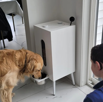 Drveni hranilnik za mačke i pse, otporan na vlagu, velika kapaciteta 10 kg hrane, model 2222