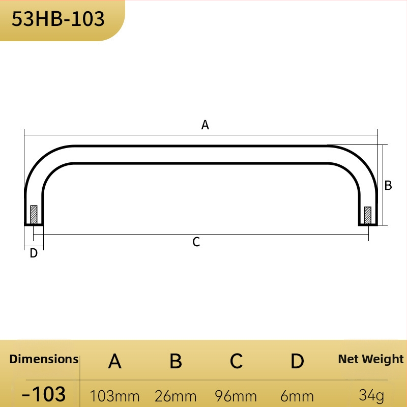 Rućka za vrata ormara – nordijski mesing, kovano, moderni minimalistički stil, model 53HB