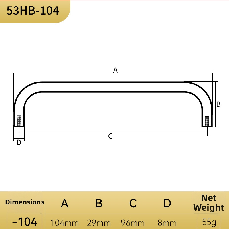 Rućka za vrata ormara – nordijski mesing, kovano, moderni minimalistički stil, model 53HB