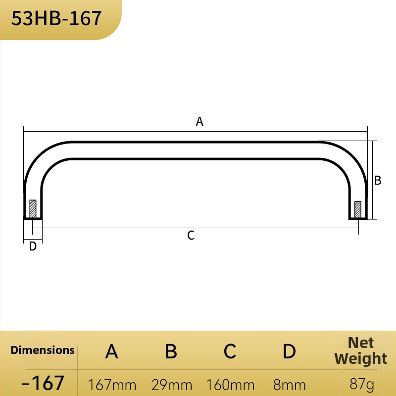 Rućka za vrata ormara – nordijski mesing, kovano, moderni minimalistički stil, model 53HB