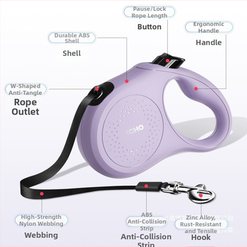 Αναδιπλόμενη νάιλον λουρί σκύλου για μεσαίου μεγέθους σκύλους με κλείδωμα ενός κουμπιού