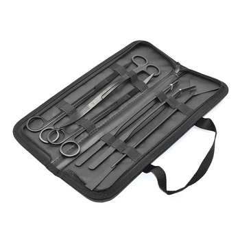 Аквариумни инструменти от неръждаема стомана: щипци за водна трева, плоска лопатка за пясък и ножици (Материал: неръждаема стомана; Форма на върха: права; Комплект: щипци за водна трева, плоска лопатка за пясък, ножици)