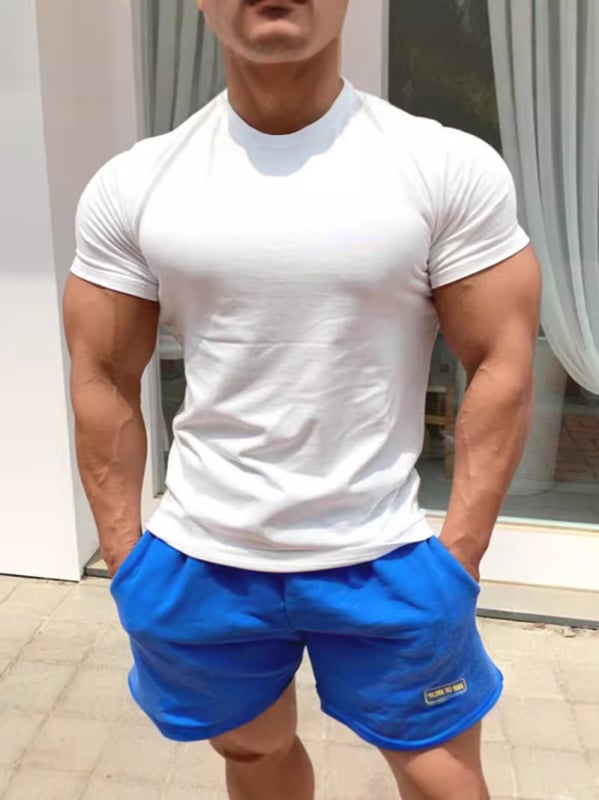 Спортна мъжка тениска (Слим фит, къс ръкав, кръгло деколте, дишаща, бързосъхнеща)