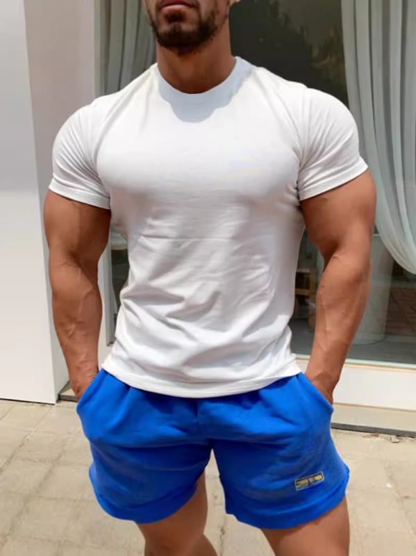 Спортна мъжка тениска (Слим фит, къс ръкав, кръгло деколте, дишаща, бързосъхнеща)