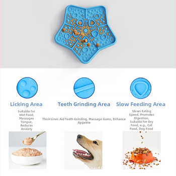 Σιλικονούχο λικ πάτ με μπολ αργής σίτισης, με βεντούζα, σε σχήμα αστέρα, για σκύλους και γάτες