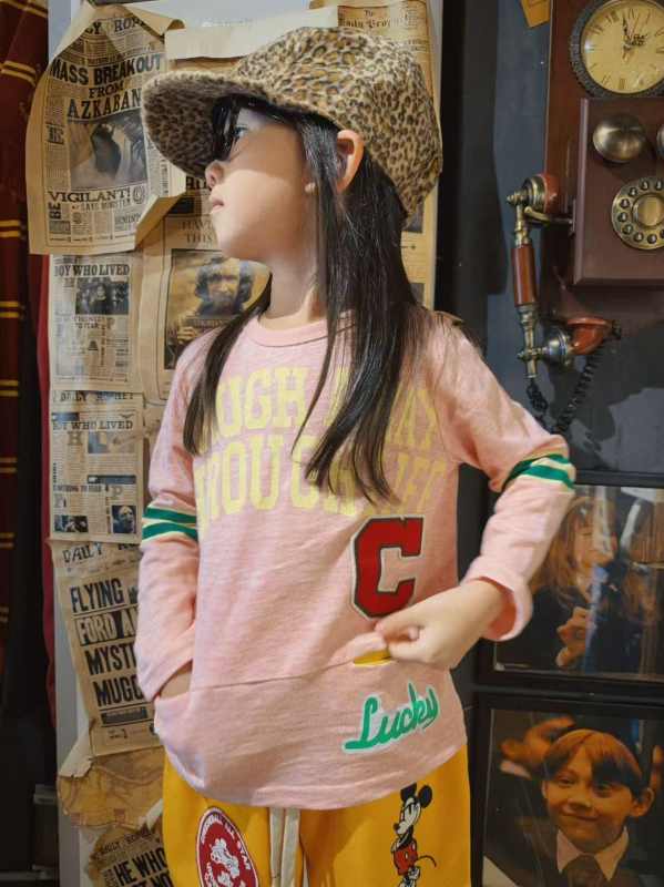 Dječja majica s dugim rukavima od slub pamuka s ušivenim cartoon motivom, okrugli izrez, za djevojčice 3–8 godina, jesen 2025