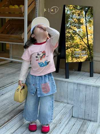 Dječje majice u korejskom stilu s dugim rukavima i denim prslukom, otisak crtića, za uzrast 3–8 godina, proljeće 2025, model 861012