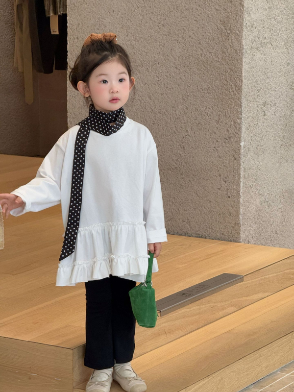 Dječja majica s dugim rukavima, korejskog stila, pamuk 80%, okrugli ovratnik, za dob 3–8 godina, jesen 2025