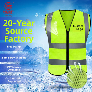 Vysoko viditeľná reflexná vesta – bez vreciek, podpora tlače loga; Model HC-002/HC-012; Značka Haichuan; Licencovateľná súkromná značka