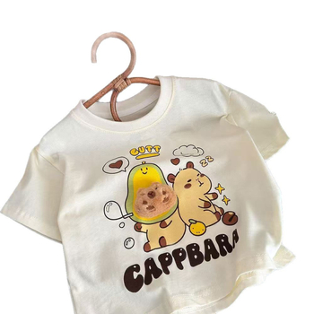 Dječje T-shirt od 100% pamuka, kratki rukav, okrugli izrez, korejskog stila trodimenzionalni tiskani dizajn