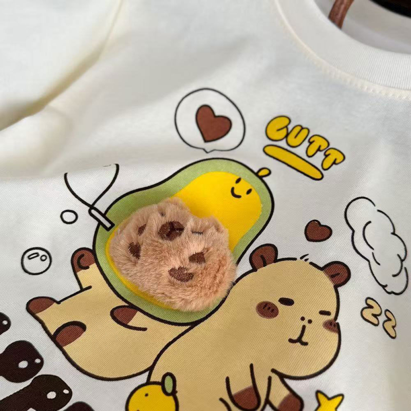 Dječje T-shirt od 100% pamuka, kratki rukav, okrugli izrez, korejskog stila trodimenzionalni tiskani dizajn