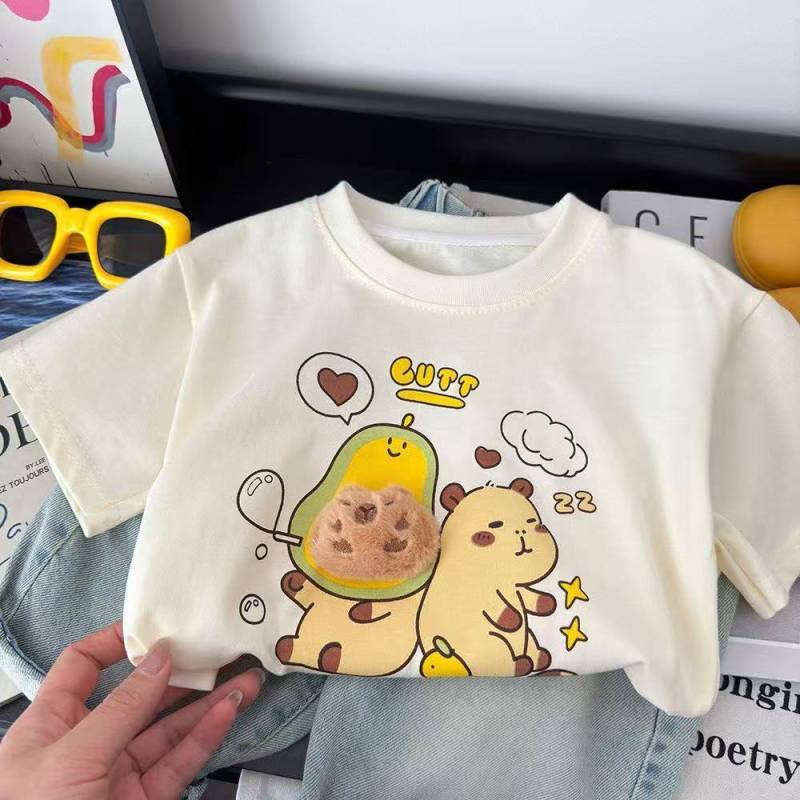 Dječje T-shirt od 100% pamuka, kratki rukav, okrugli izrez, korejskog stila trodimenzionalni tiskani dizajn